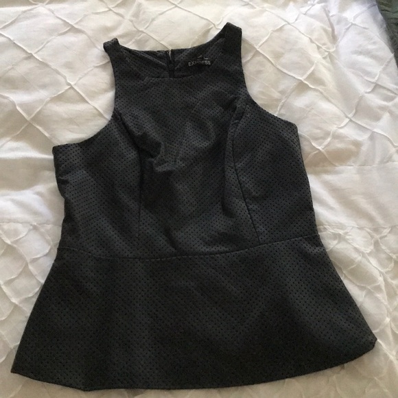 Express Tops - Black leather peplum top!